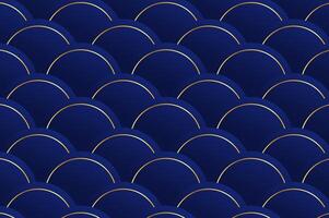 luxury Navy Blue Rounded Circle shape seamless pattern with gold line. Abstract geometry pattern with modern and elegant concept. vector