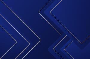 Abstract geometry background with modern and elegant concept. luxury Blue Rounded rectangle shape background with gold line. vector