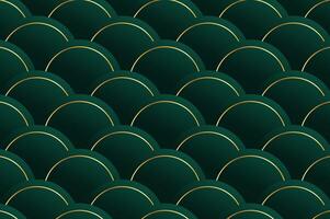 luxury Dark Green Rounded Circle shape seamless pattern with gold line. Abstract geometry pattern with modern and elegant concept. vector
