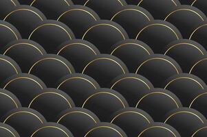 luxury Black Rounded Circle shape seamless pattern with gold line. Abstract geometry pattern with modern and elegant concept. vector