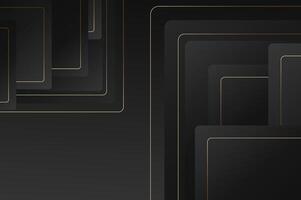 Abstract luxury Black Rounded rectangle shape background with gold line. geometry background with modern and elegant concept. vector
