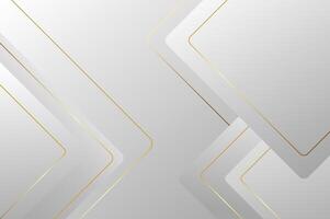 Abstract geometry background with modern and elegant concept. luxury White Grey Rounded rectangle shape background with gold line. vector
