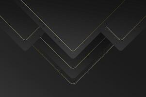 Abstract geometry luxury Black Rounded pyramid or triangle shape background with gold line. background with modern and elegant concept. vector