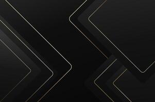 Abstract geometry background with modern and elegant concept. luxury Black Rounded rectangle shape background with gold line. vector