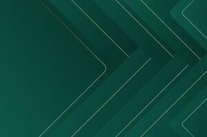 luxury Green papercut background with gold line. Abstract geometry background with modern and elegant concept. vector