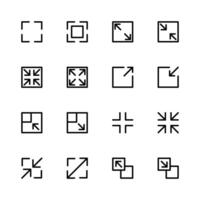 Expand icon set. Full screen icon set. vector