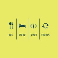 Minimalist Eat Sleep Code Repeat Design vector