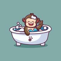 Monkey in Bathtub with Bubbles vector