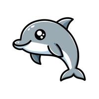 Cute Cartoon Dolphin Illustration with Cheerful Expression and Simple Style vector