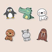 Bundle of cartoon animals in vibrant illustration with happy, playful style vector