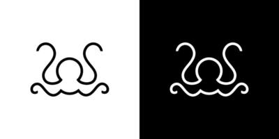 Octopus icon line outline abstract simple minimal logo isolated vector