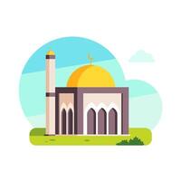 illustration of modern mosque isolated on white background, for ramadan element vector