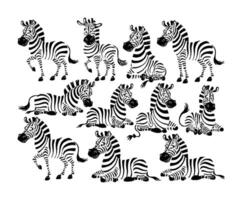 Artistic Zebra Silhouette Collection Template vector