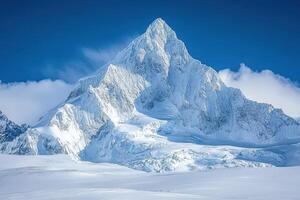 A large mountain with snow on top photo