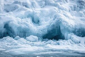 Ice formations on the side of a mountain photo