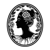 Cameo silhouette of a ballerina in profile, with her hair in a bun vector