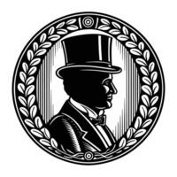 Timeless cameo silhouette of a gentleman in a top hat vector