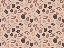 Coffee bean pattern in mocha mousse 2025 year color. Seamless pattern background. Coffee texture, cafe hand drawn art. Trendy palette graphic for menu, coffee shop, wrapping paper vector