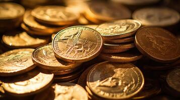 wealth pile of gold coins photo