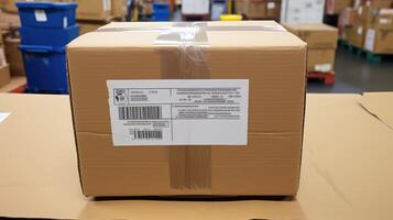 tracking box with shipping label photo