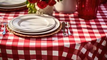 texture red checkered tablecloth photo