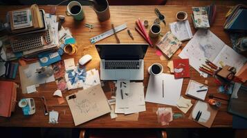 disorganization overhead table photo