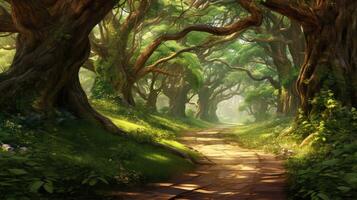 serene lush trees photo