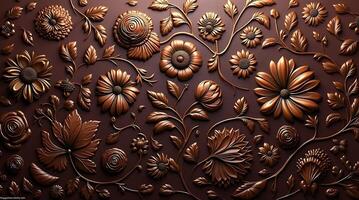 3d rendering of a flower pattern on a brown background photo