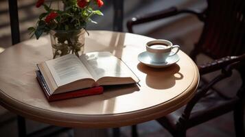 glasses table with books photo