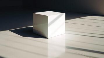 floating white 3d cube photo