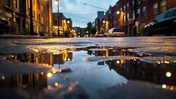 rain puddle of water photo