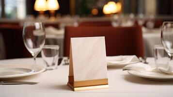 marble blank table tent photo