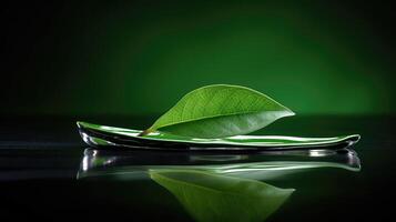 reflective green leaf isolated photo