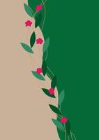 Leave a pink flower on a light brown and green background. For cover, book, web, presentation, and card. vector