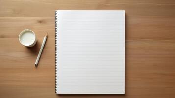 modern desk with notepad photo