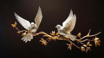 perched gold doves photo