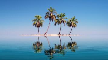 reflection isolated palm trees photo