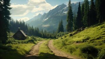 narrow mountain dirt road photo