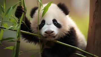 climb panda bamboo photo