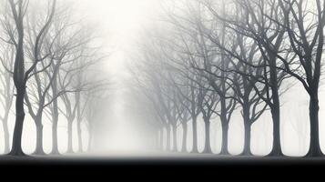 silhouettes foggy trees photo