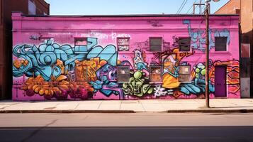 vibrant pink brick wall photo