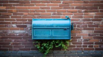 weathered blue mail box photo