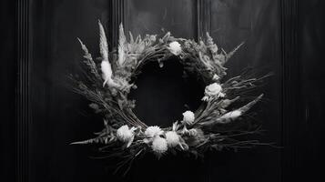 photo wreath black and white