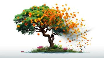 vibrant one tree on transparent background photo