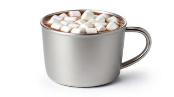 A mug of hot chocolate with marshmallows photo