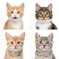 Four different cats looking at the camera photo