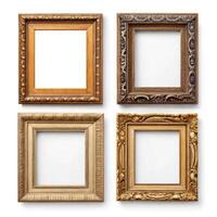 Four different types of wooden frames on a white background photo