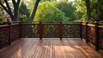 intricate wooden deck railing photo