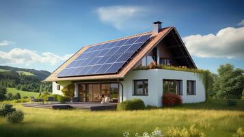 installati solar panels on house photo