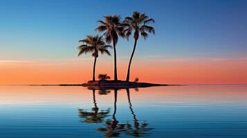 reflection simple palm tree silhouette photo